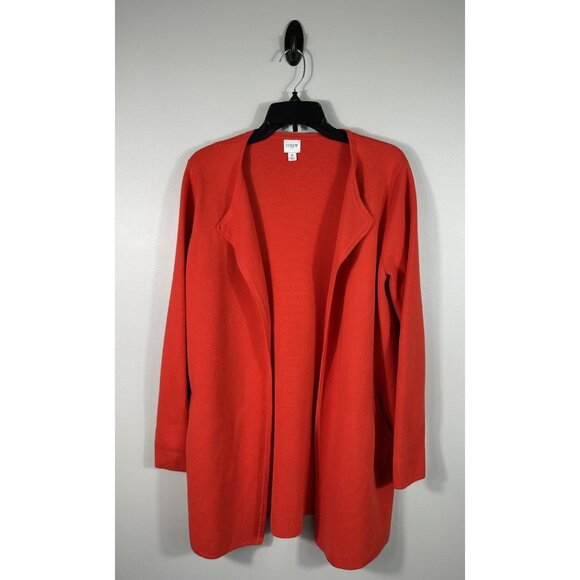 J Crew Vanessa Sweater Jacket Womens Small‎ Red Knit Pockets Open Front Cardigan - Picture 1 of 9
